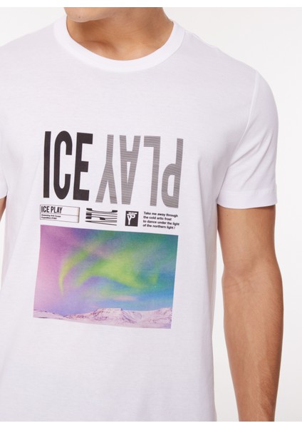 Bisiklet Yaka Düz Beyaz Erkek T-Shirt 23IU1M0F018P400_T-SHIRT Jersey fırsatları