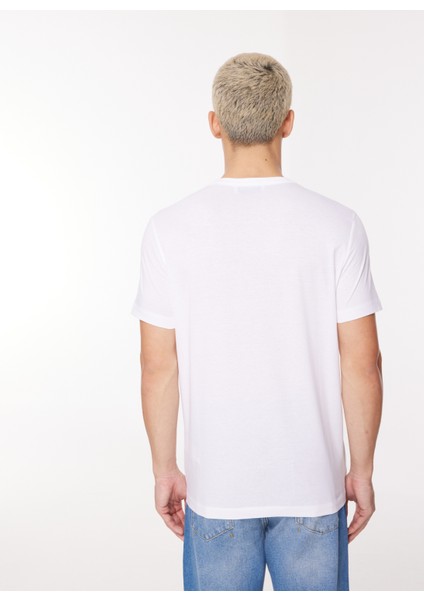Bisiklet Yaka Düz Beyaz Erkek T-Shirt 23IU1M0F018P400_T-SHIRT Jersey indirimleri