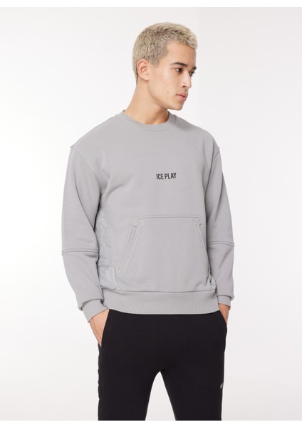 Kapüşon Yaka Açık Gri Erkek Sweatshırt 23IU1M0E0556323_FELPA