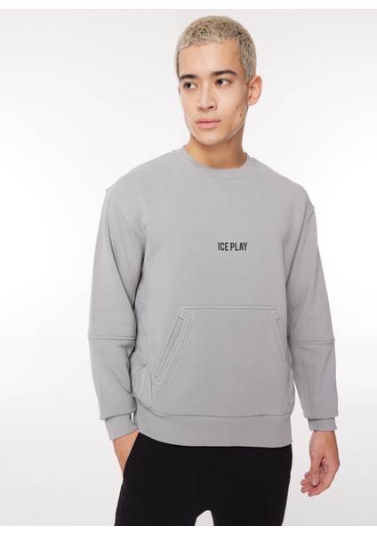 Kapüşon Yaka Açık Gri Erkek Sweatshırt 23IU1M0E0556323_FELPA
