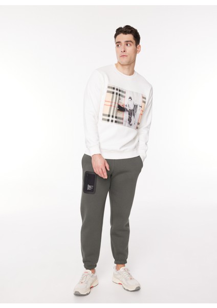 Kapüşon Yaka Krem Erkek Sweatshırt Sew G629 Vır_snapshot Regular Fıt