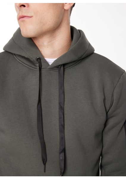 Kapüşon Yaka Siyah - Haki Erkek Sweatshırt Hew G511 Repocket_repocket Regular fırsatları