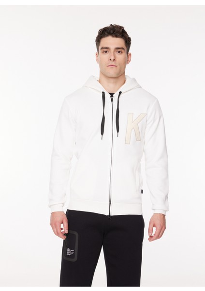 Kapüşon Yaka Krem Erkek Sweatshırt Hzw G500 Key_downtown Regular Fıt modelleri