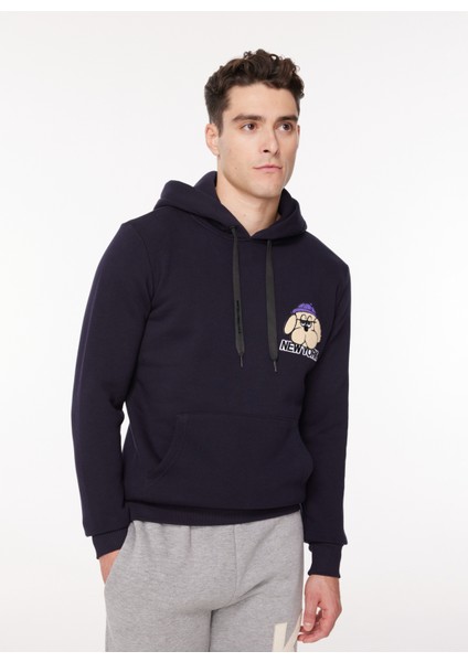 Kapüşon Yaka Lacivert Erkek Sweatshırt Hew G502 Dog_downtown Regular Fıt indirimleri