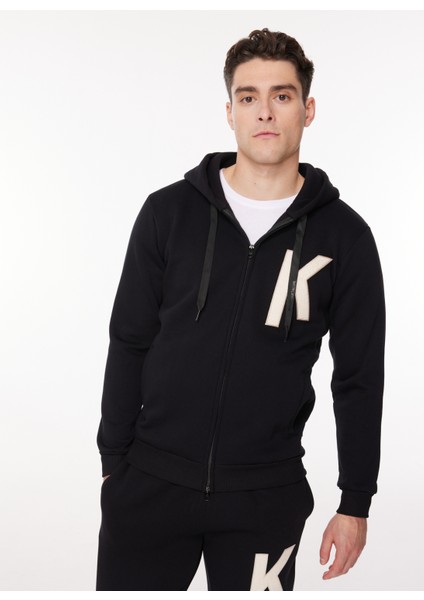 Kapüşon Yaka Siyah Erkek Sweatshırt Hzw G500 Key_downtown Regular Fıt fiyatları