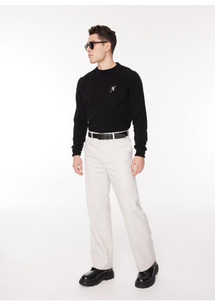 Bisiklet Yaka Regular Fit Baskılı Siyah Erkek Kazak Kmw G514 Ny_downtown Regular Fıt