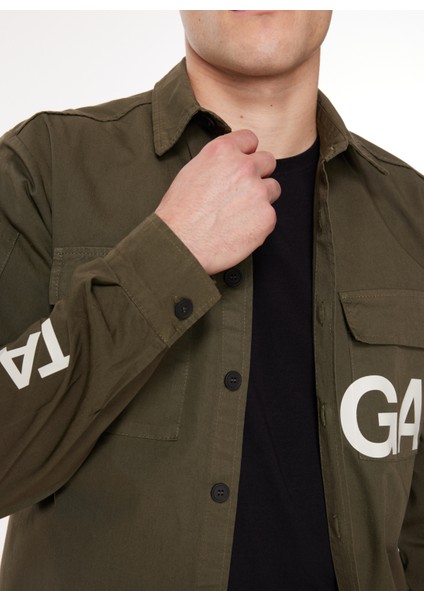 Regular Fit Haki Baskılı Erkek Gömlek Cmw G520 Garments_garments Regular