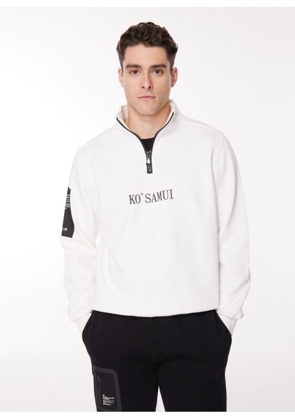 Kapüşon Yaka Krem Erkek Sweatshırt Szw G540 Rekst_reflector Regular