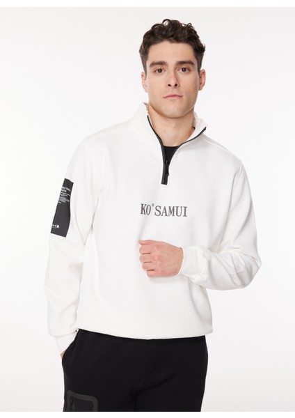 Kapüşon Yaka Krem Erkek Sweatshırt Szw G540 Rekst_reflector Regular