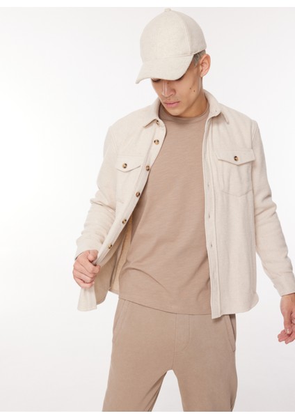 Slim Fit Gömlek Yaka Bej Erkek Gömlek CI905SS