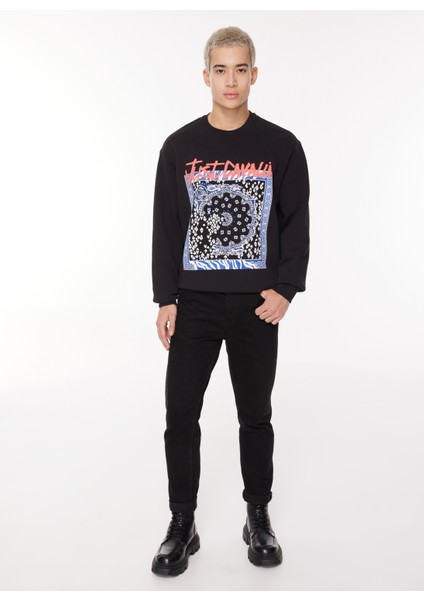 Bisiklet Yaka Siyah Erkek Sweatshırt 75OAIF04 modelleri