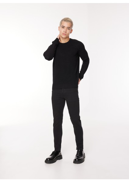 Bisiklet Yaka Slim Fit Siyah Erkek Kazak Mı2508Ss modelleri