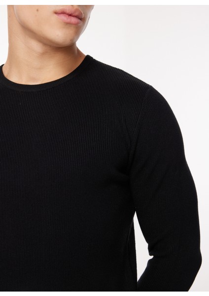 Bisiklet Yaka Slim Fit Siyah Erkek Kazak Mı2508Ss fırsatları