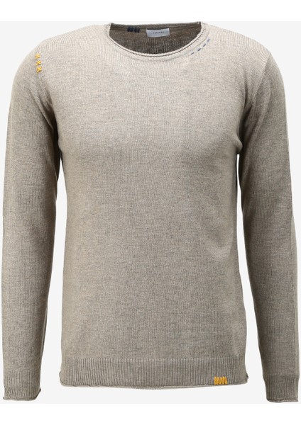 Bisiklet Yaka Slim Fit Bej Erkek Kazak Mı2562Ss