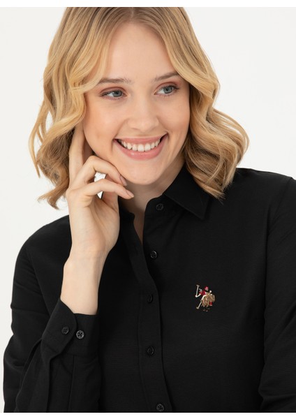 Slim Fit Gömlek Yaka Düz Siyah Kadın Gömlek WOXCOLOR023K fiyatları