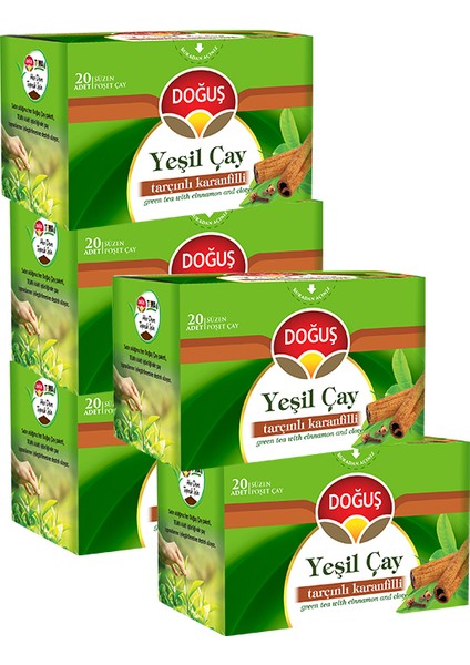 Yeşil Çay Tarçınlı Karanfilli 20 Süzen Poşet (30 Gr), 5 Adet