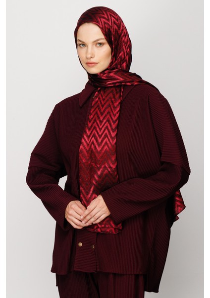 Zikzak Desen Parlak Jakar Şal