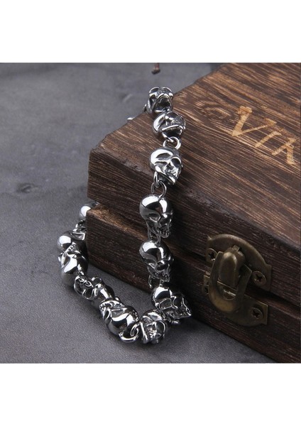 Vintage Skull Gotik Motorcu Kurukafalı 316L Erkek Çelik Bileklik fiyatları
