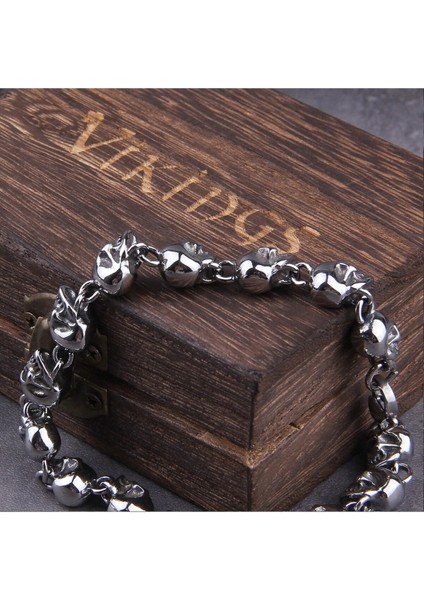 Vintage Skull Gotik Motorcu Kurukafalı 316L Erkek Çelik Bileklik modelleri