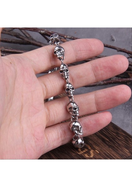 Vintage Skull Gotik Motorcu Kurukafalı 316L Erkek Çelik Bileklik fırsatları