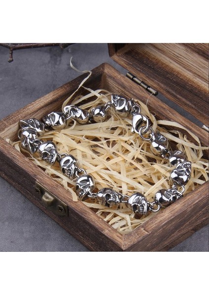 Vintage Skull Gotik Motorcu Kurukafalı 316L Erkek Çelik Bileklik indirimleri