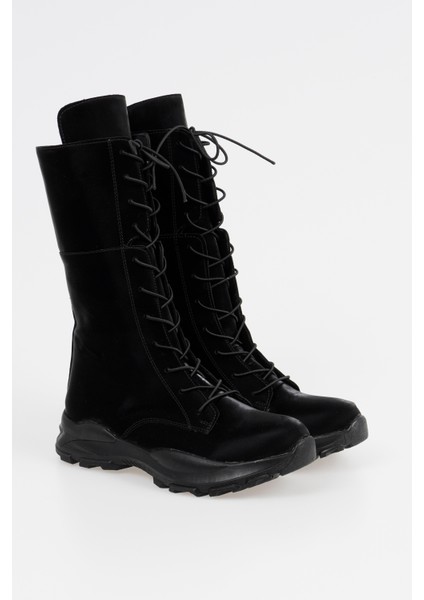 Kadın Bağcıklı Çizme Spor Taban Kışlık Ayakkabı