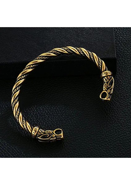 Iskandinav Fenrir & Kurt Kafalı Açık Ayarlanabilir Paslanmaz & Kararmaz 316L Çelik Bileklik fiyatları