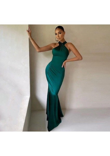 Backless Elbise - Yeşil