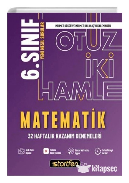 6. Sınıf Matematik 32 Hamle Haftalık Kazanım Denemeleri