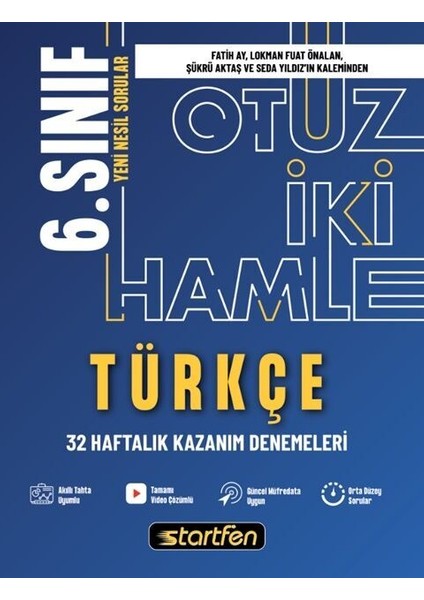6. Sınıf Türkçe 32 Hamle Haftalık Kazanım Denemeleri
