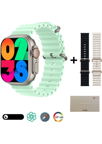 Hw Ultra 2 49MM 2.1inç Amoled Ekran "3 Kordon" Chatgpt+Pusula Özellikli Watch Ultra 2 Akıllı Saat