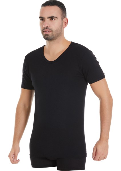 Yıldız 3'lü %100 Pamuk Ribana V Yaka T-Shirt Q60