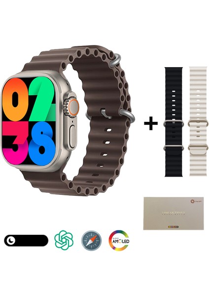 Hw Ultra 2 49MM 2.1inç Amoled Ekran "3 Kordon" Chatgpt+Pusula Özellikli Watch Ultra 2 Akıllı Saat