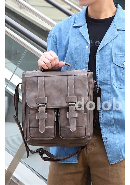 Erkek Crossbody Sırt Çantası Retro Erkek Çantası Rahat Omuz Crossbody Çanta Pu Deri Büyük Çanta Çanta (Yurt Dışından)