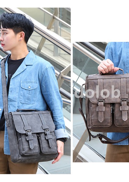 Erkek Crossbody Sırt Çantası Retro Erkek Çantası Rahat Omuz Crossbody Çanta Pu Deri Büyük Çanta Çanta (Yurt Dışından)