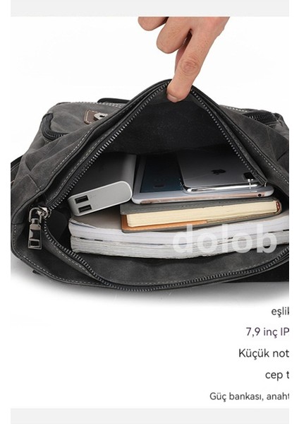 Erkek Crossbody Sırt Çantası Retro Erkek Çantası Rahat Omuz Crossbody Çanta Pu Deri Büyük Çanta Çanta (Yurt Dışından)