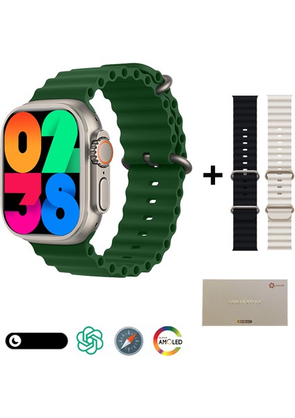 Hw Ultra 2 49MM 2.1inç Amoled Ekran "3 Kordon" Chatgpt+Pusula Özellikli Watch Ultra 2 Akıllı Saat