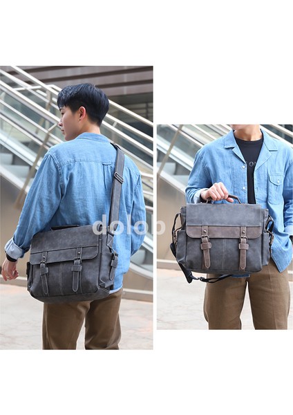 2023 Yeni Avrupa ve Amerikan Trendy Retro Erkek Omuz Çantası Rahat Pu Deri Basit Resmi Belge Erkek Crossbody Çanta (Yurt Dışından)