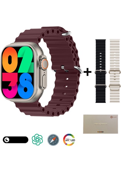 Hw Ultra 2 49MM 2.1inç Amoled Ekran "3 Kordon" Chatgpt+Pusula Özellikli Watch Ultra 2 Akıllı Saat