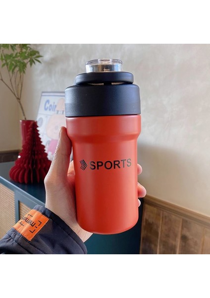 304 L Çelik Kırmızı 500 ml Pipetli Spor Suluk Matara CIN482KR