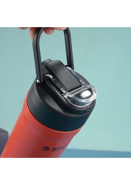 304 L Çelik Kırmızı 500 ml Pipetli Spor Suluk Matara CIN482KR