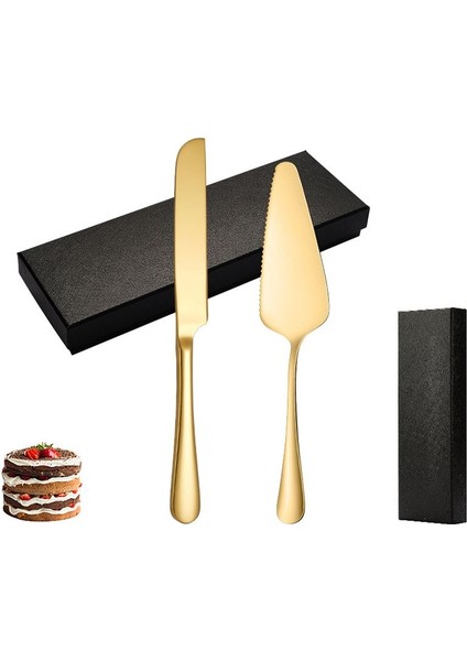 Çelik Gold Pasta Spatula Bıçak Seti Kek Sunum CIN512SR