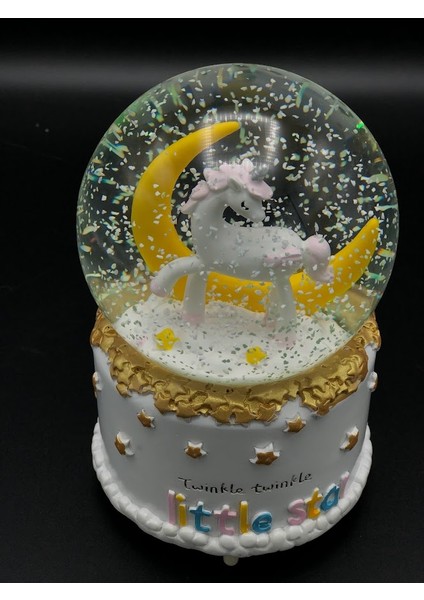 Unicorn Temalı Otomatik Kar Püskürtmeli Müzikli ve Işıklı 15 cm Büyük Boy Kar Küresi