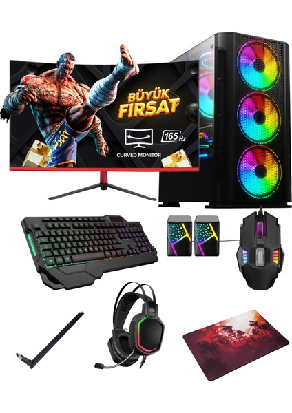 DG-İ5-6500 Ekstra I5 6500 16RAM 960SSD RX550 23.6 Curved Dual Monitör Oyuncu Bilgisayarı