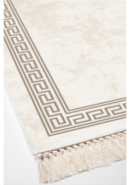 Dijital Salon Halısı Yıldız Deri Kaymaz Taban Saçaklı Modern Cassietta Krem fırsatları