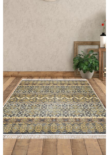 Dijital Salon Halısı Trend Keçe Kaymaz Taban Saçaklı Iskandinav Judie Renkli