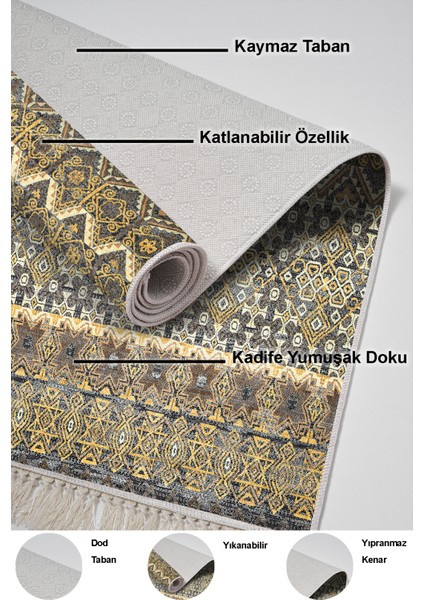 Dijital Salon Halısı Trend Keçe Kaymaz Taban Saçaklı Iskandinav Judie Renkli indirimleri