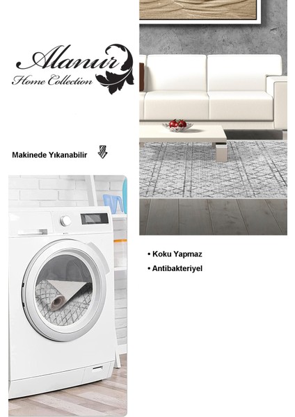 Dijital Salon Halısı Trend Keçe Kaymaz Taban Saçaklı Iskandinav Nydia Gri modelleri