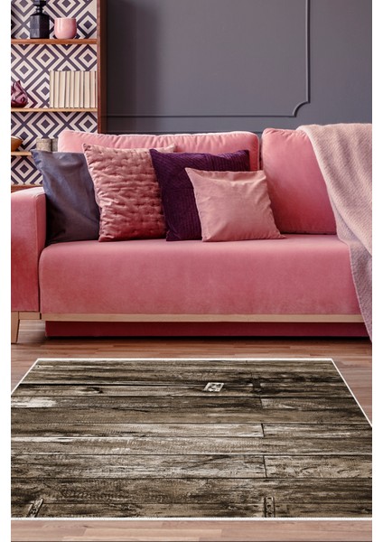 Dijital Salon Halısı Star Pamuk Kaymaz Taban Modern Alannah Kahve