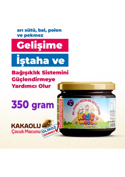 Kids Macun Gelişimi Destekleyici Kakaolu Çocuklara Özel Glikoz İçermez 350 gr